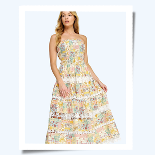 Floral Lace Tube Dress